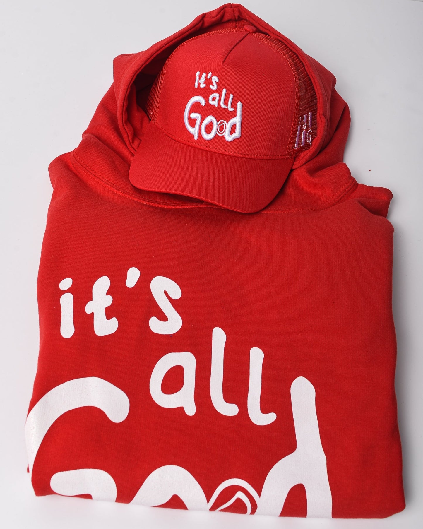 it's all God Fleece Pullover Hoodie - Red