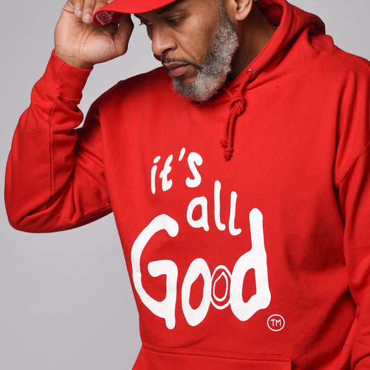 it's all God logo Fleece Pullover Hoodie - Red