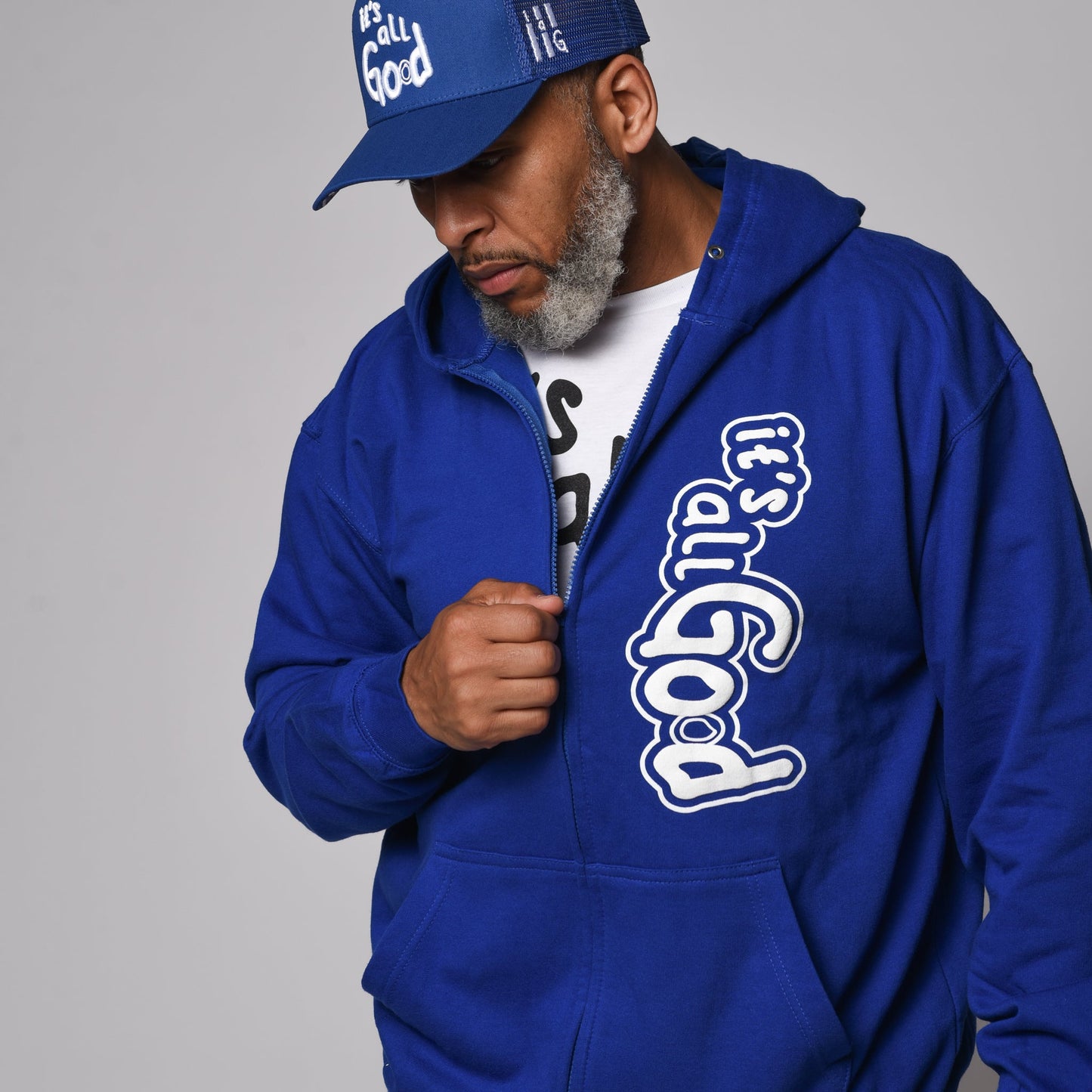 it's all God Fleece Zip Hoodie - Blue