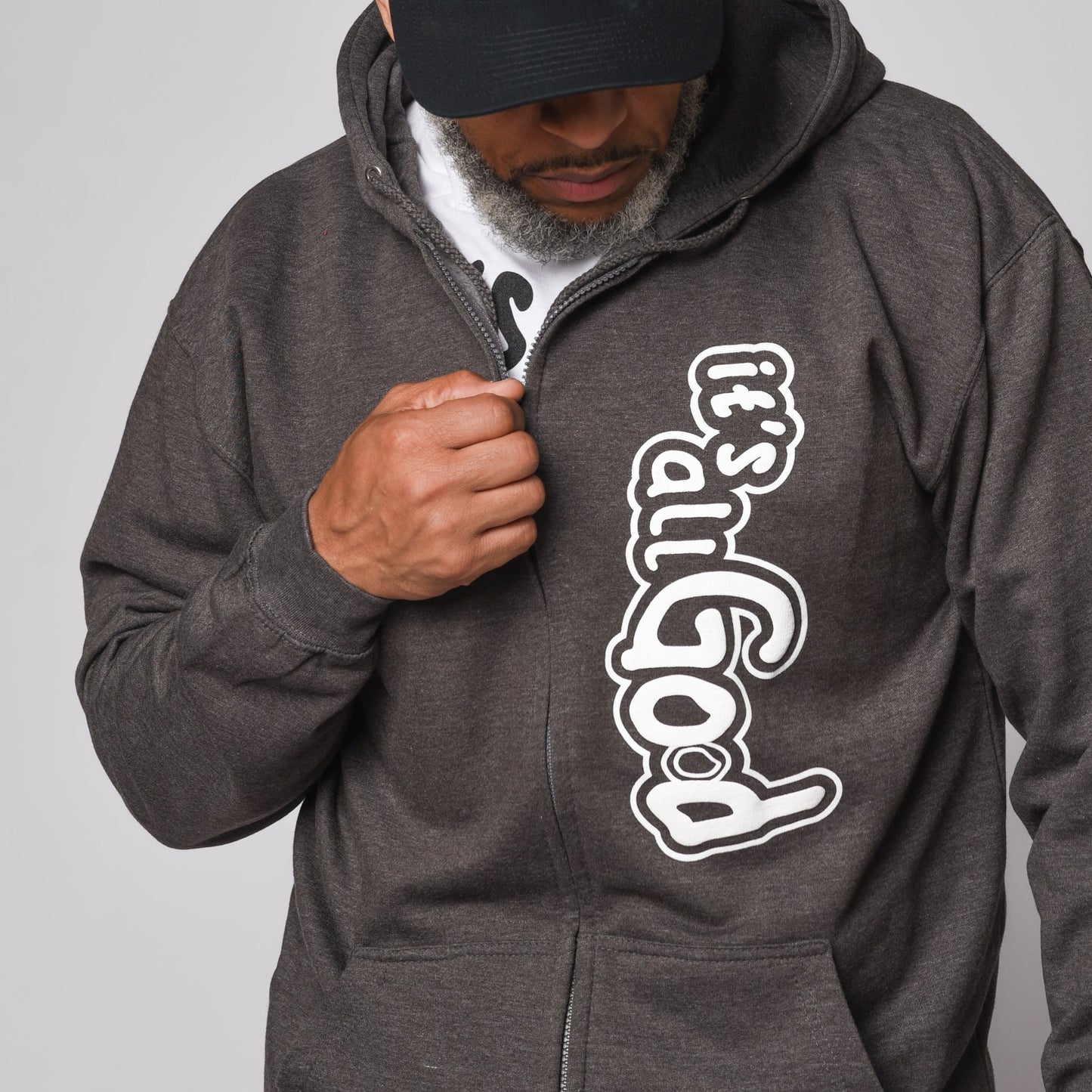 it's all God Fleece Zip Hoodie - Grey